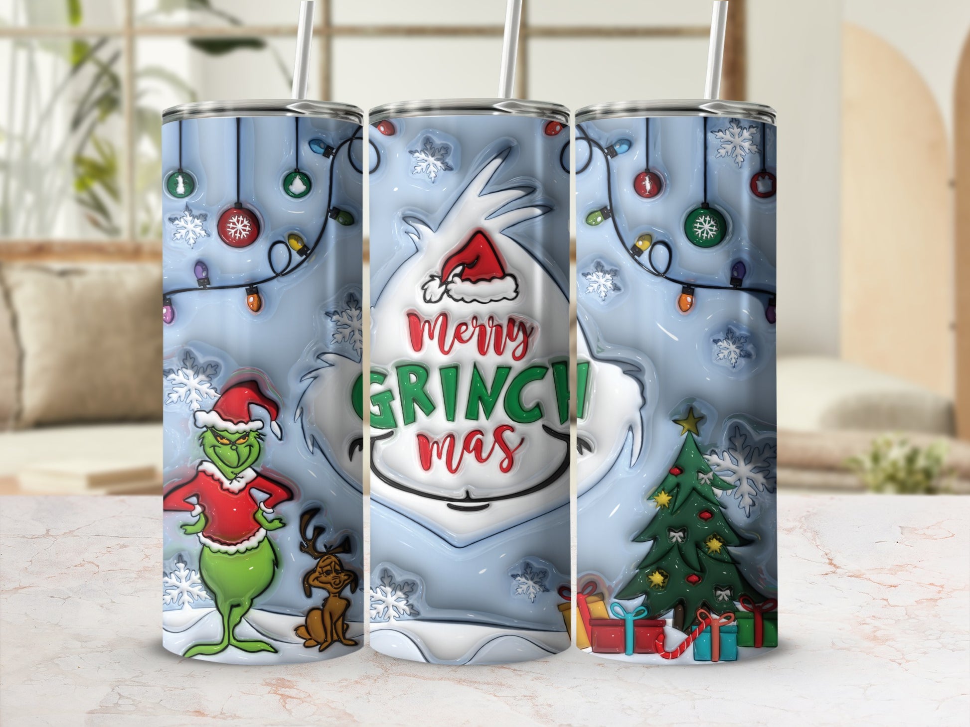 Grinch Christmas Design Holiday Tumbler Cup