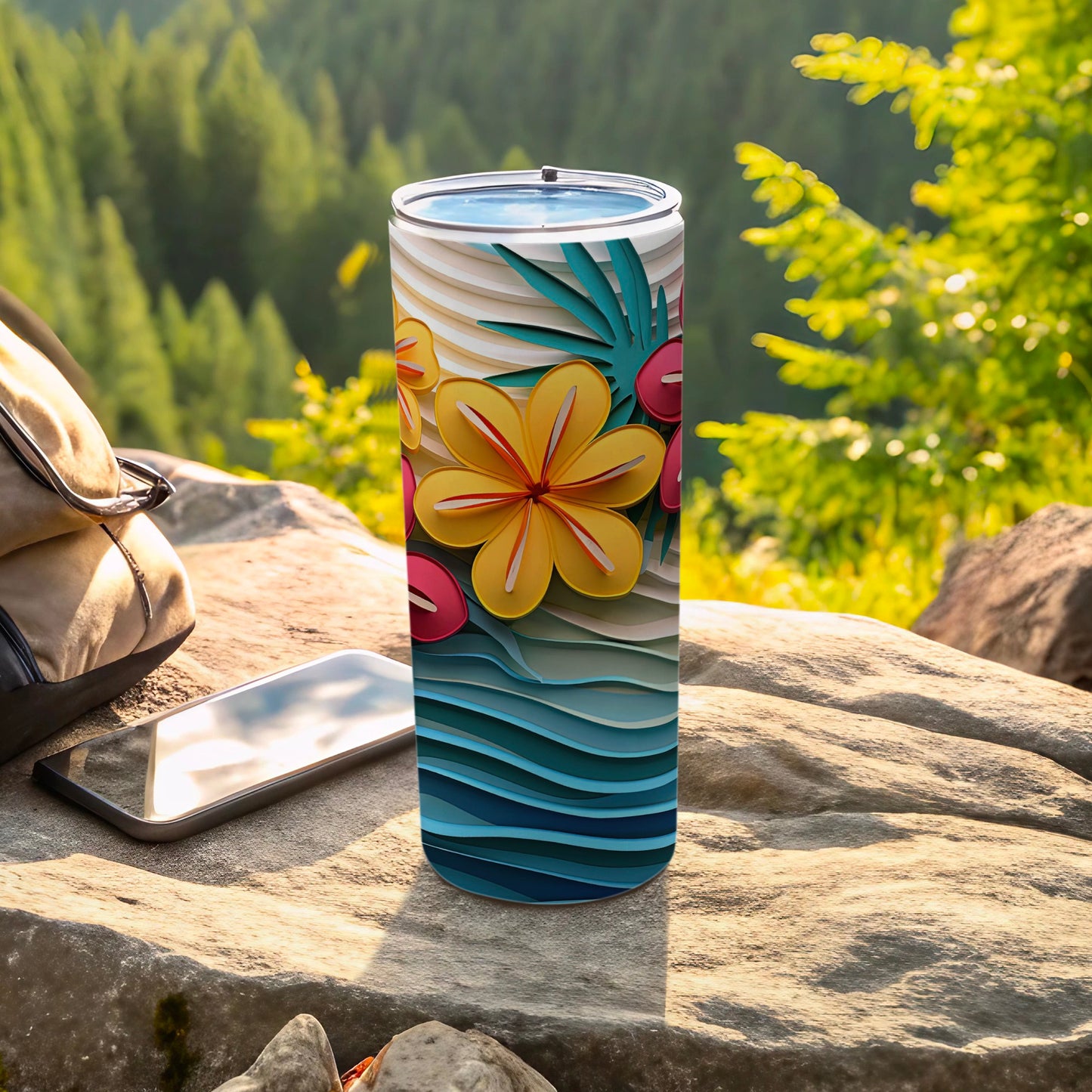 Floral and Tropical Design Insulated Travel Tumbler