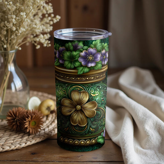 Floral Patterned Insulated Tumbler for Hot or Cold Beverages