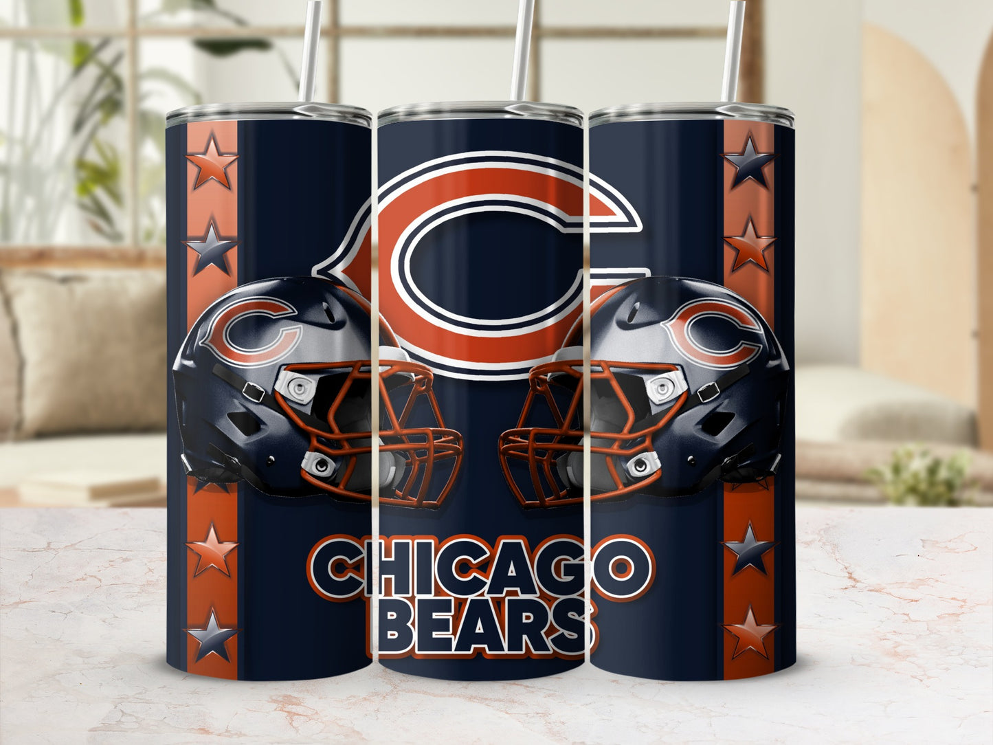 Chicago Bears Football Helmets Logo Art Sport Tumblers