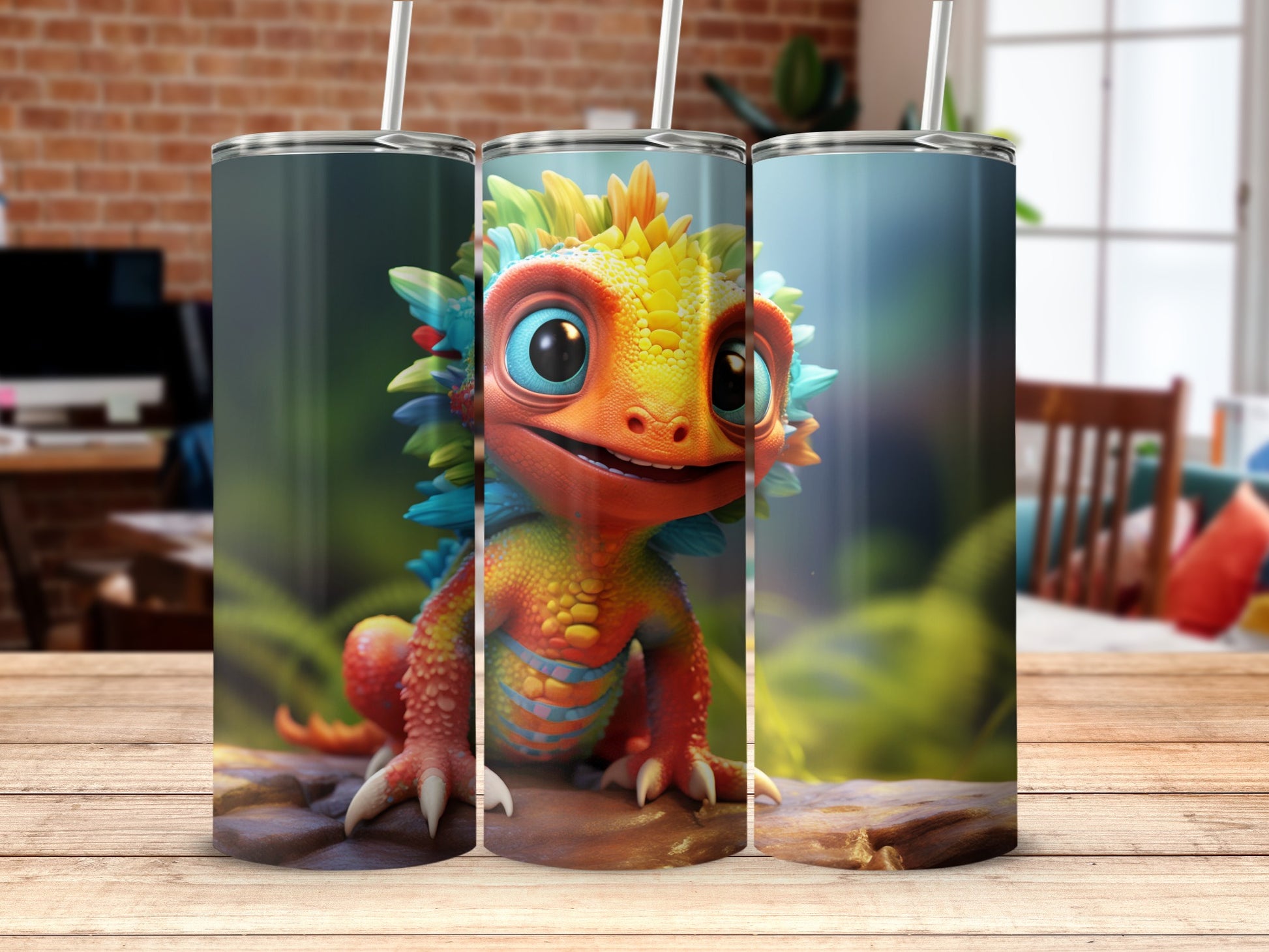 Cute Colorful Cartoon Lizard Insulated Tumbler
