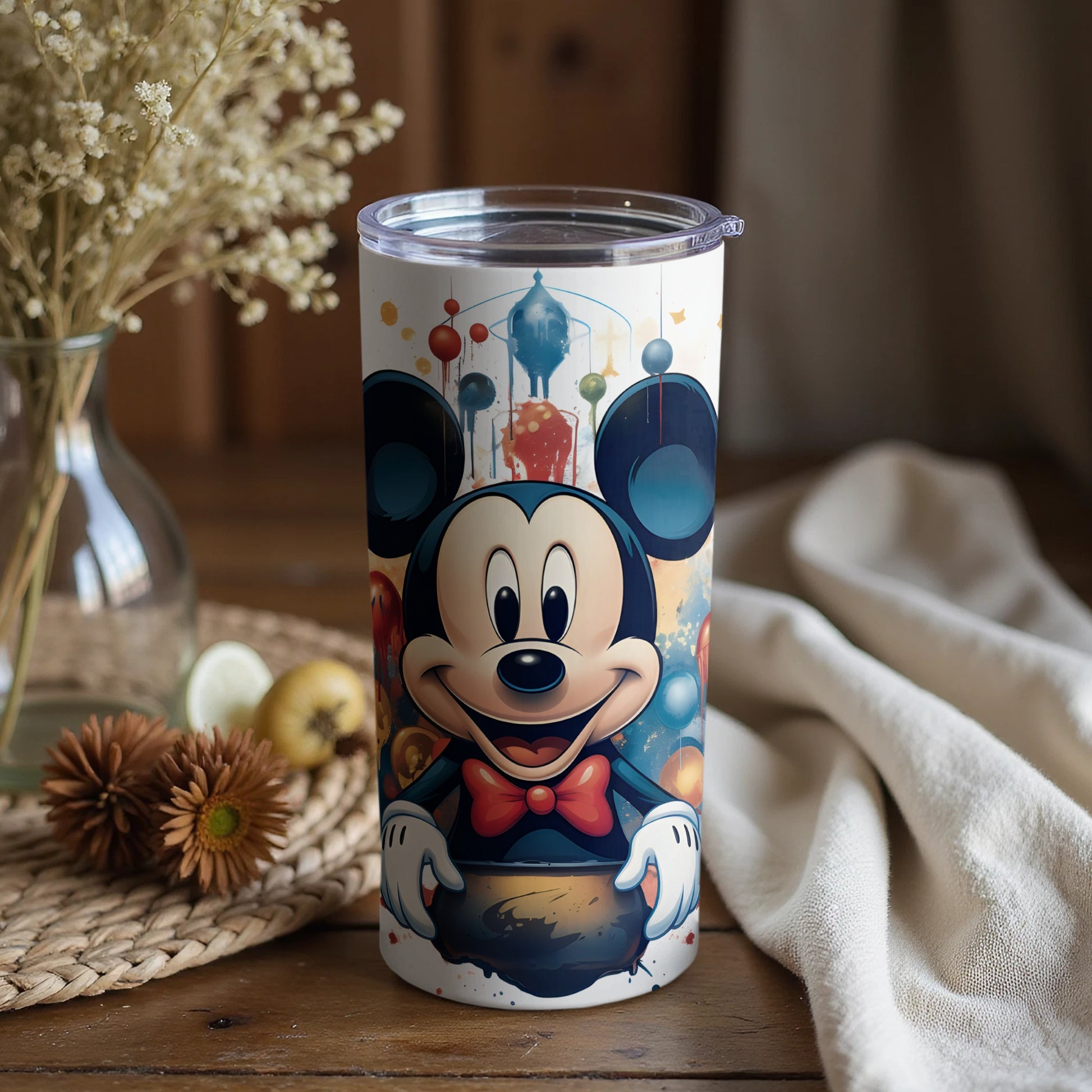 Cheerful Cartoon Character Tumbler with Colorful Balloons