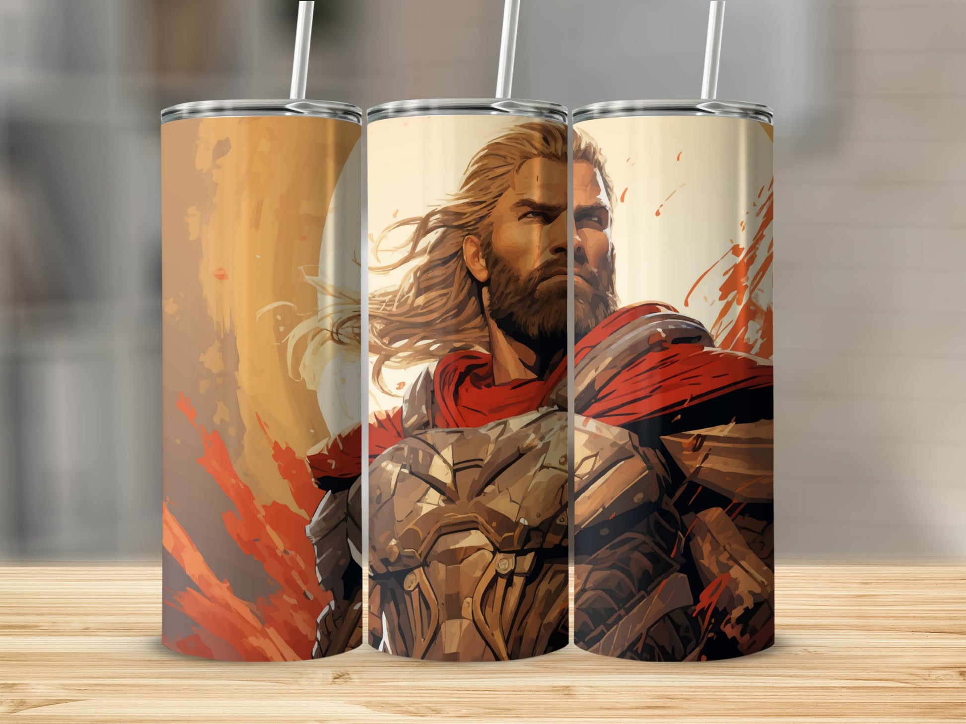 Heroic Warrior Design on Tumbler Stainless Steel Flask