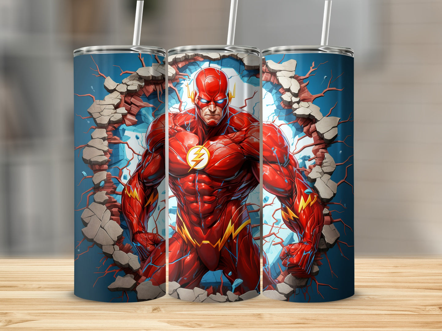 Superhero breaking through wall tumbler product