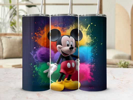 Colorful Mickey Mouse Splatter Art Tumbler