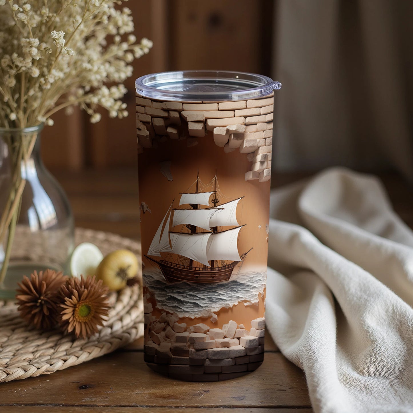 Vintage Sailing Ship Insulated Tumbler for Hot and Cold