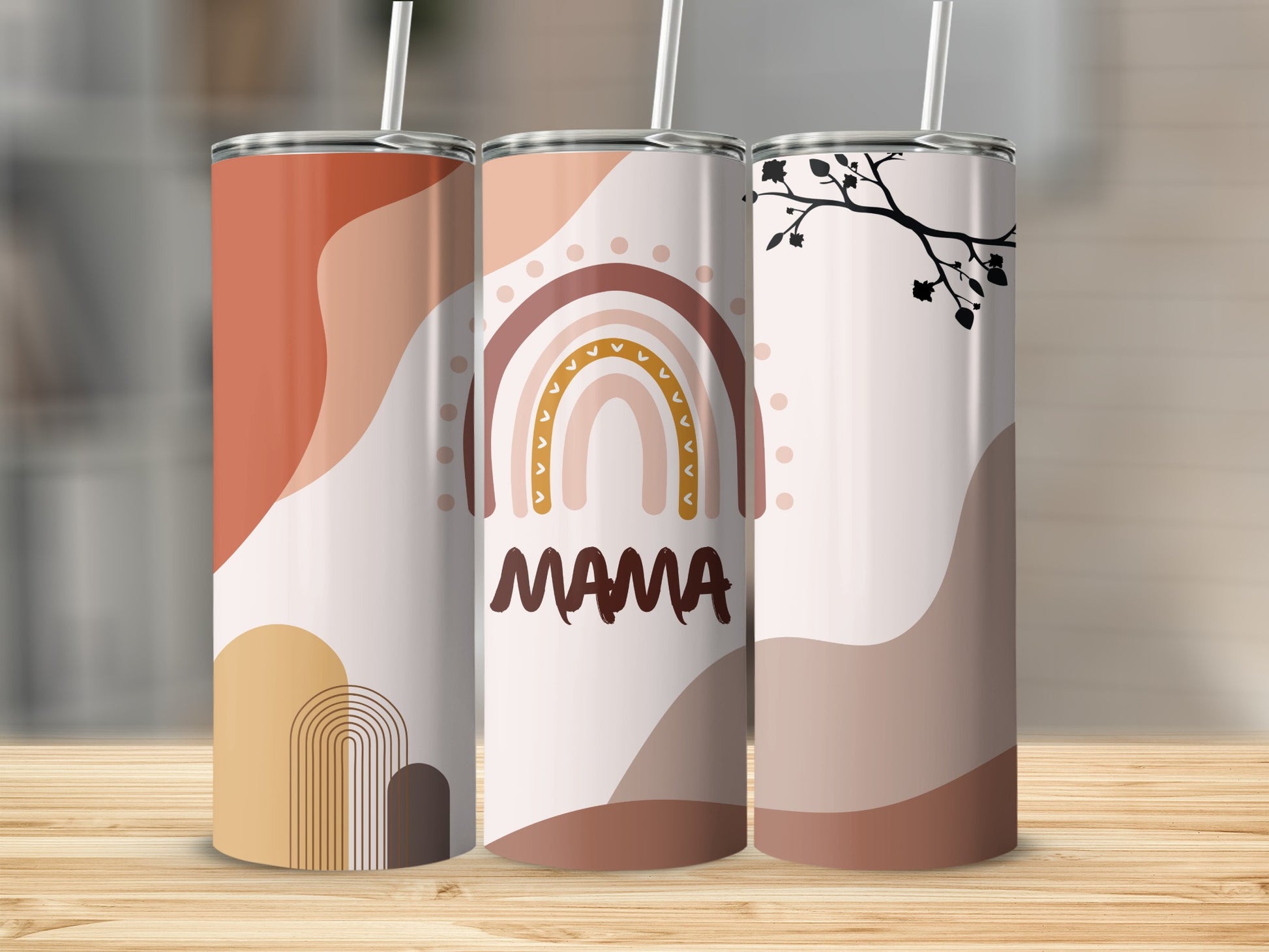 Aesthetic Mama Rainbow Art Pattern Tumblers