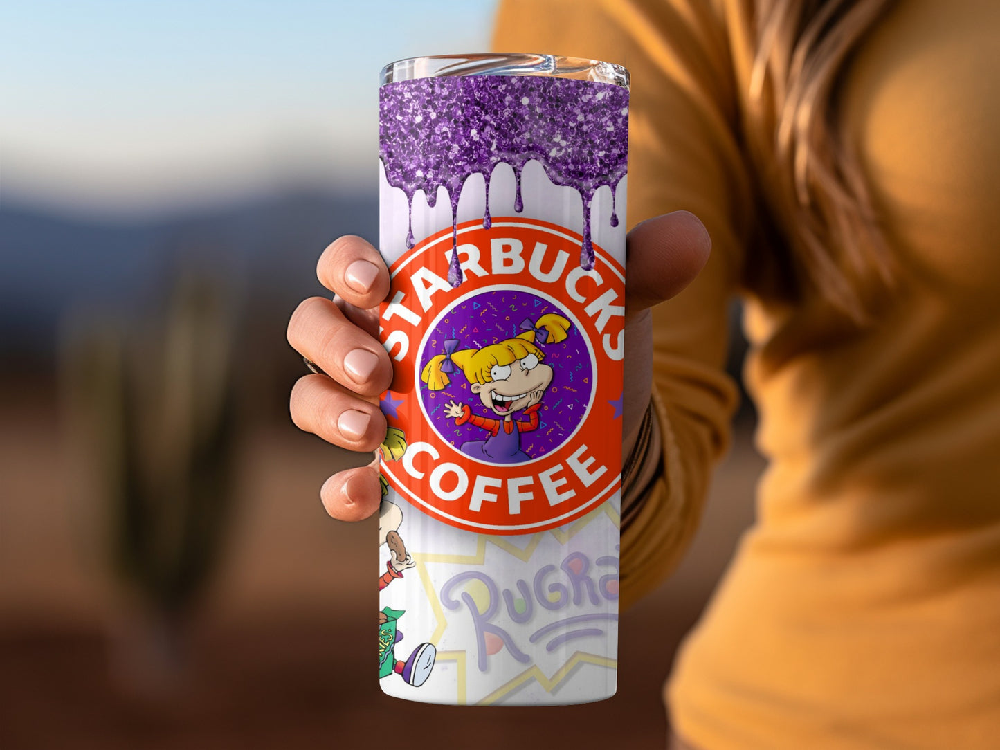 Rugrats Themed Starbucks Coffee Tumbler with Glitter