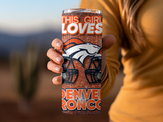 This Girl Loves Denver Broncos Helmets Starry Tumblers