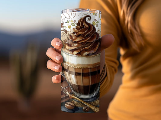 Coffee Latte Art Thermos With Chocolate Design Cup