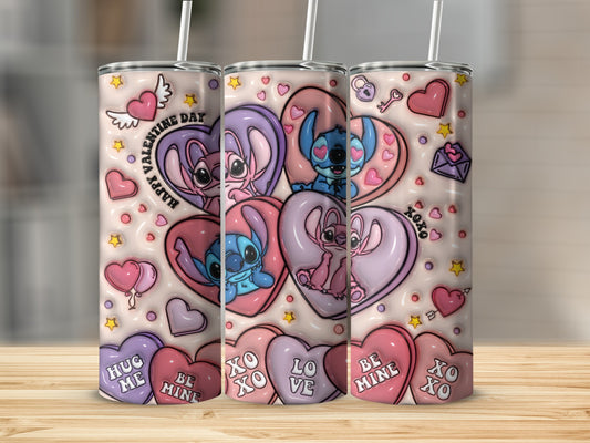 Cute Cartoon Valentine's Day Themed Tumbler Design