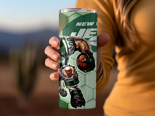 New York Jets Football Player Cartoon Design Tumblers