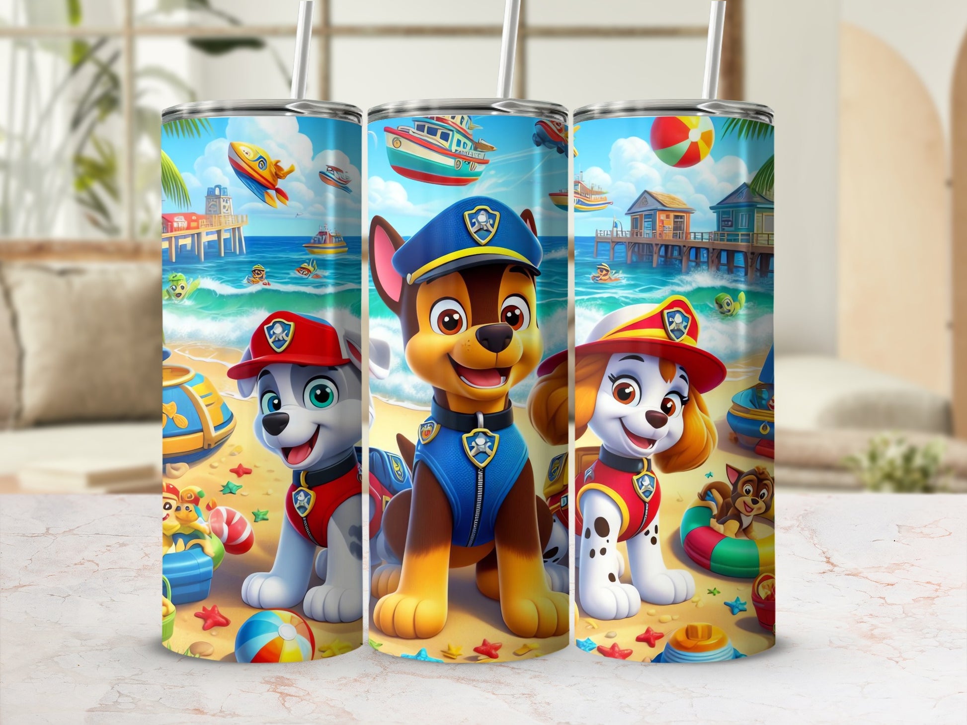 Vibrant Beach Scene Adventure Kids Tumbler Cup