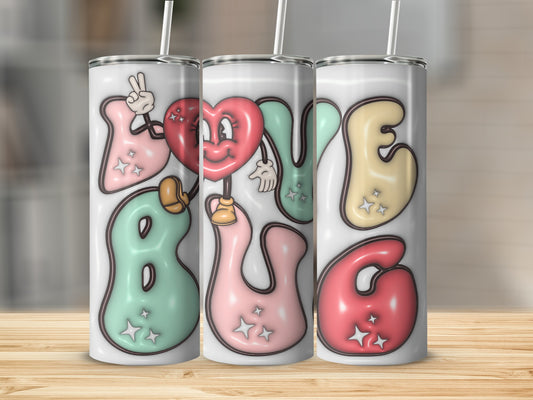 Love Bug Cute Colorful Letters Tumbler Flask Gift