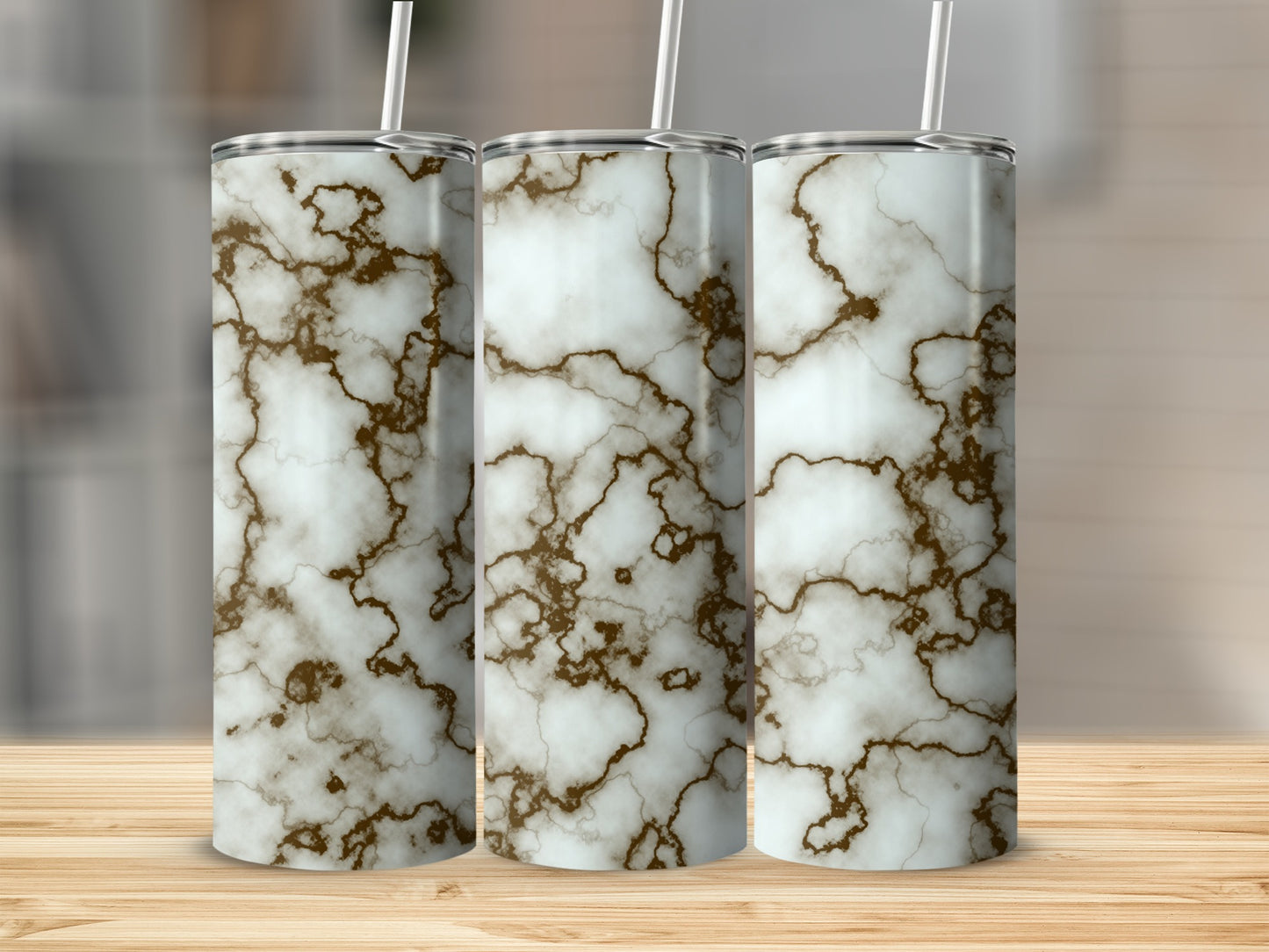 White Brown Marble Patterned Tumbler Product Type