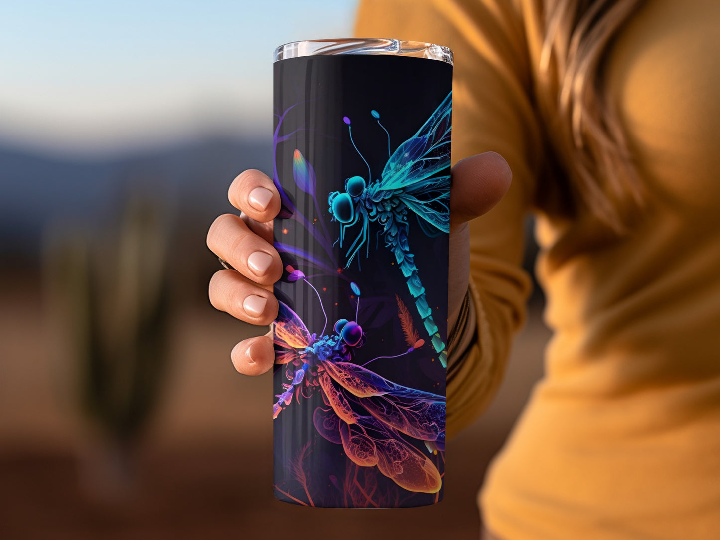 Vibrant Dragonfly Printed Tumbler for Sale