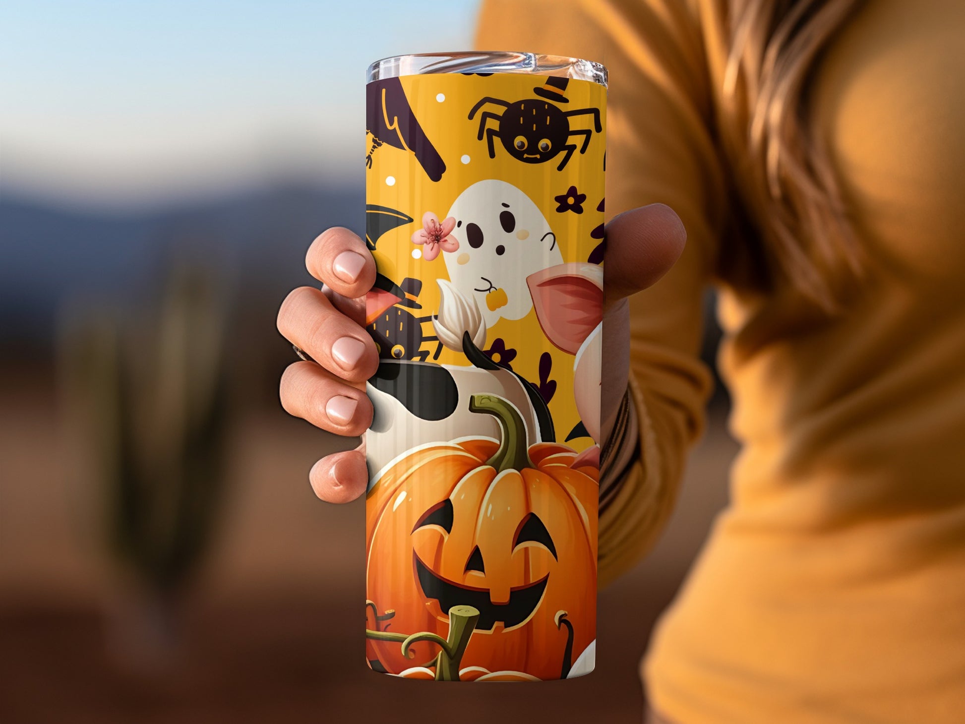 Halloween Themed Ghost Pumpkin Travel Mug
