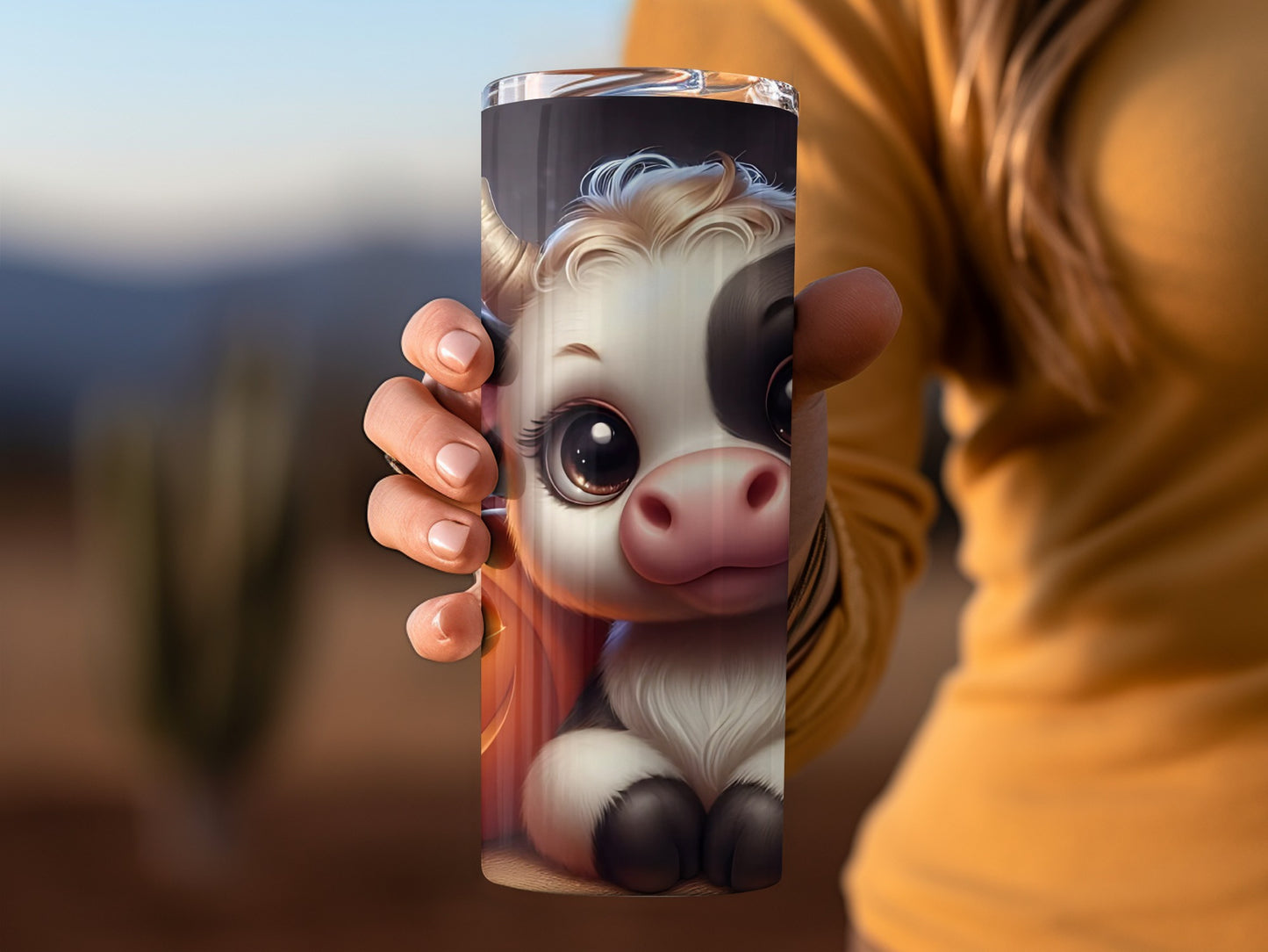 Adorable Cartoon Cow Design Insulated Tumbler Cup