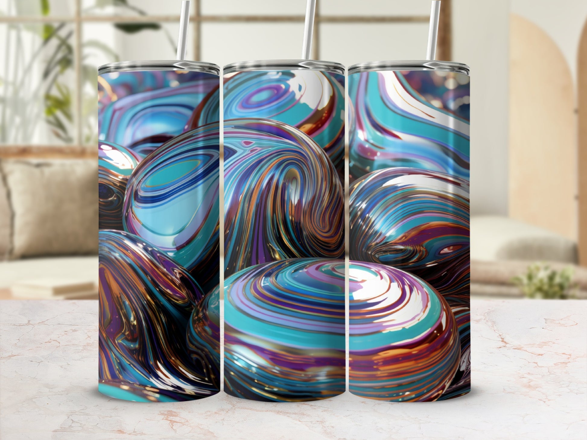 Vibrant Liquid Marbling Abstract Art Glossy Spheres product type