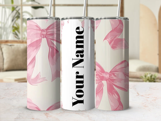 Personalized Pink Bows Design Tall Tumbler