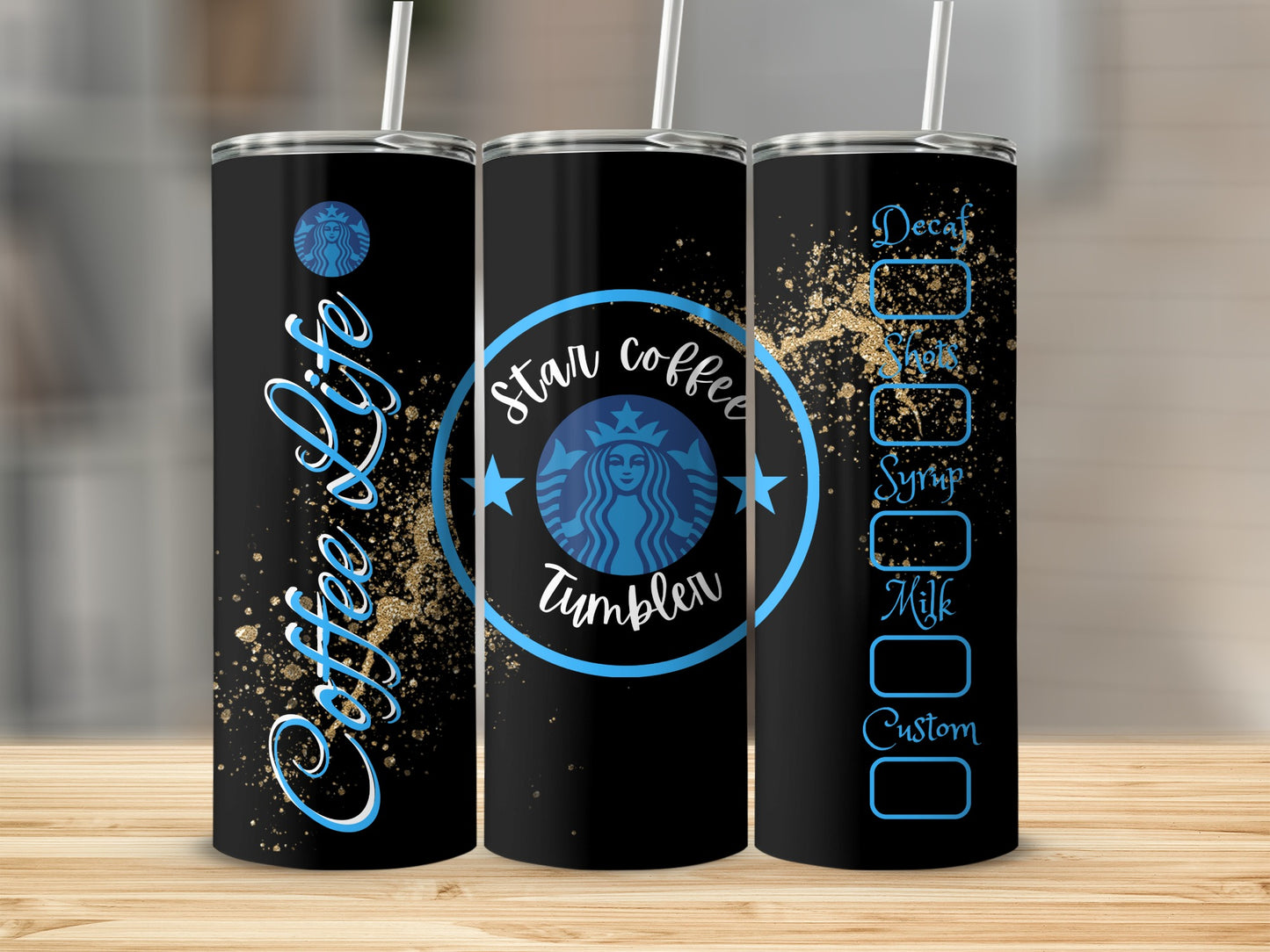 Star Coffee Tumbler Coffee Life Design 20oz Skinny Tumbler
