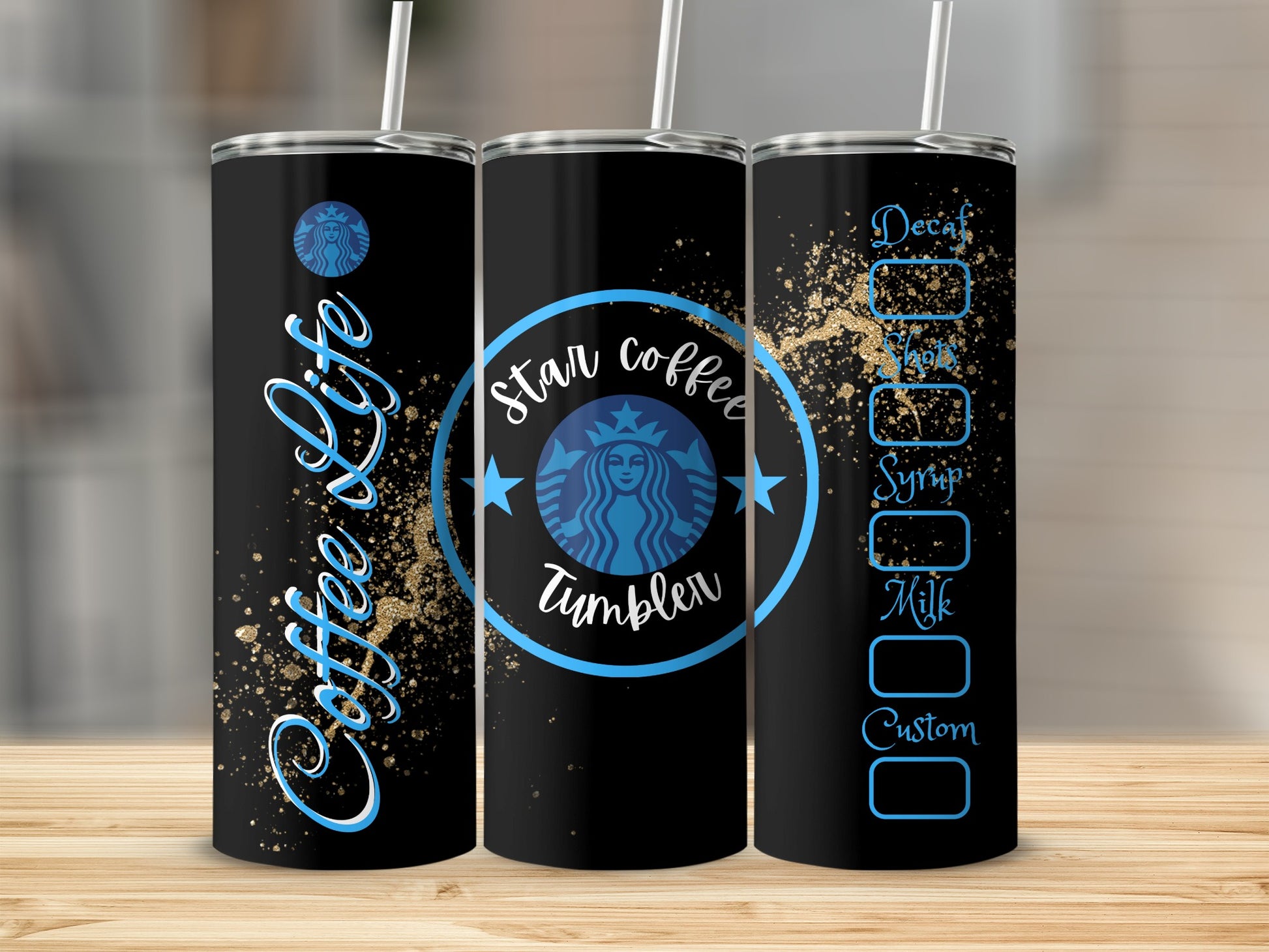 Star Coffee Tumbler Coffee Life Design 20oz Skinny Tumbler