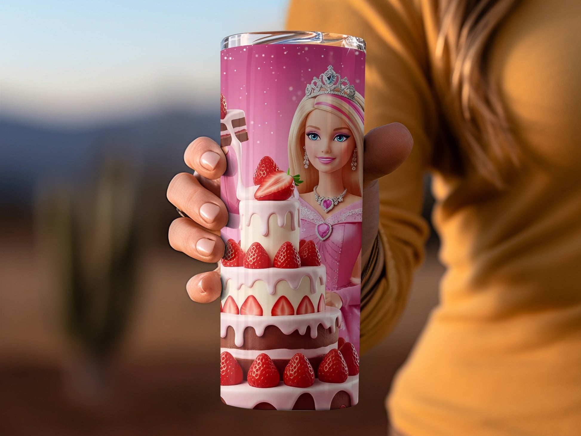Pink Princess with Strawberry Cake Insulated Cup