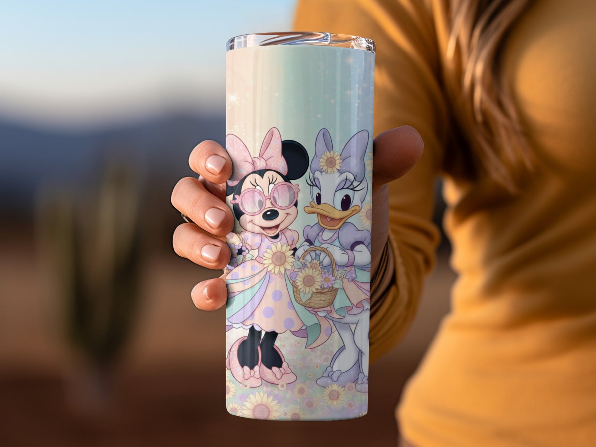 Cute Minnie and Daisy Floral Design Tumbler