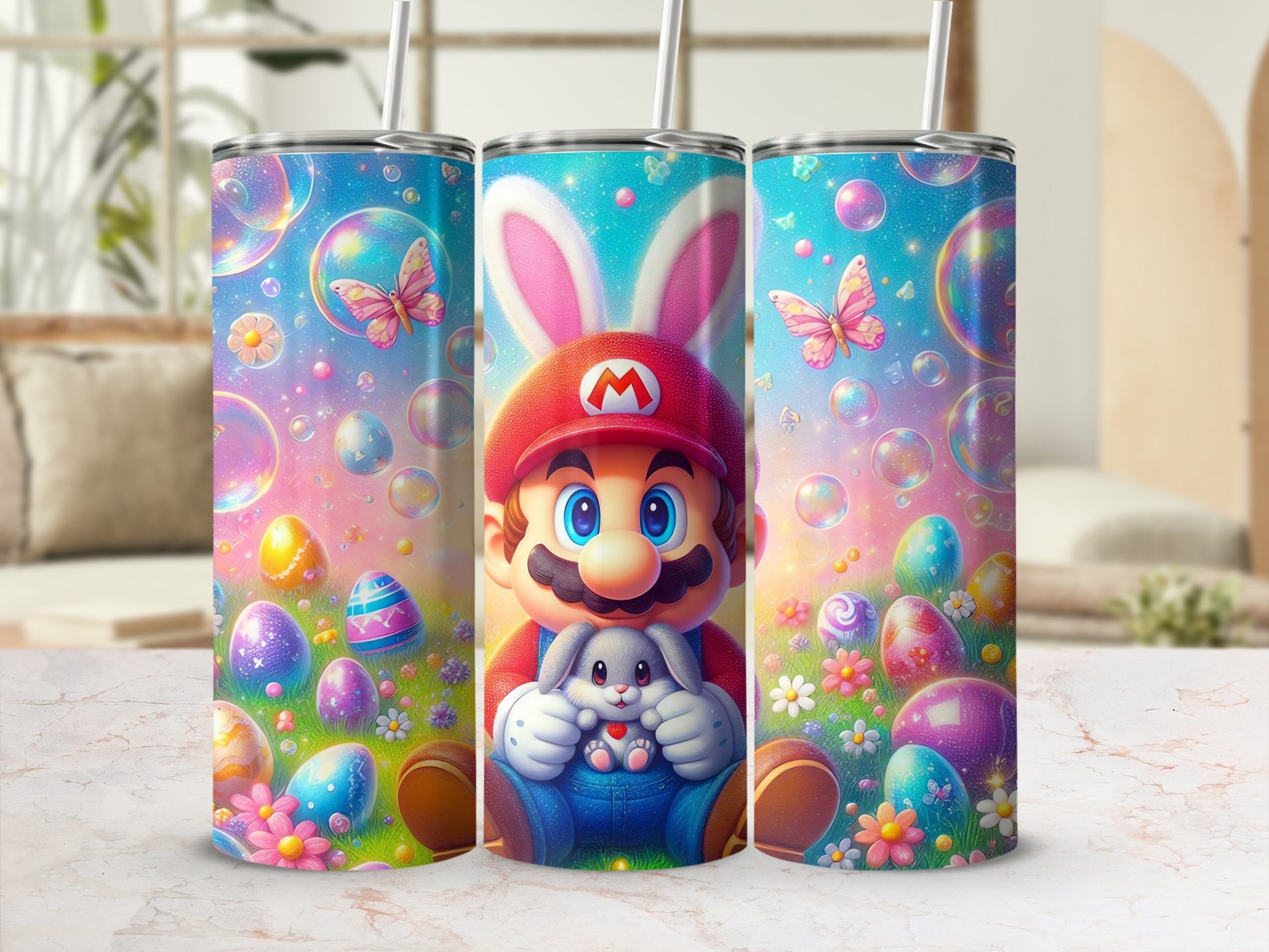 Super Mario Easter Bunny Bubbles Butterflies Colorful Eggs product type