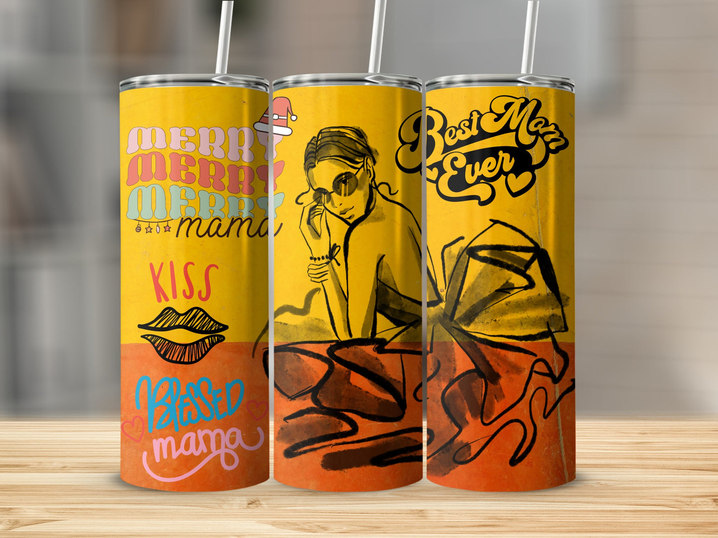 Merry Mama Kiss Blessed Best Mom Ever Tumbler