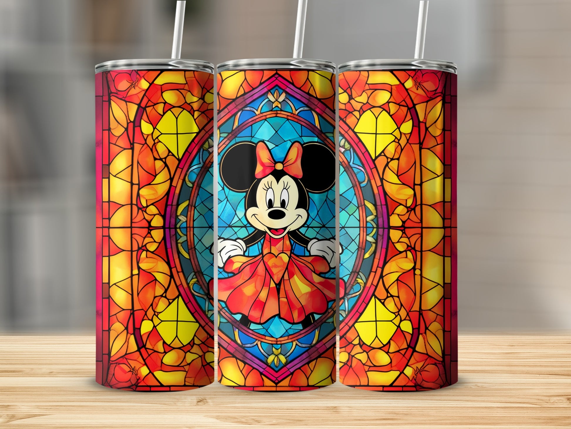 Stained Glass Art Minnie Mouse Tumbler 20 oz Tumbler