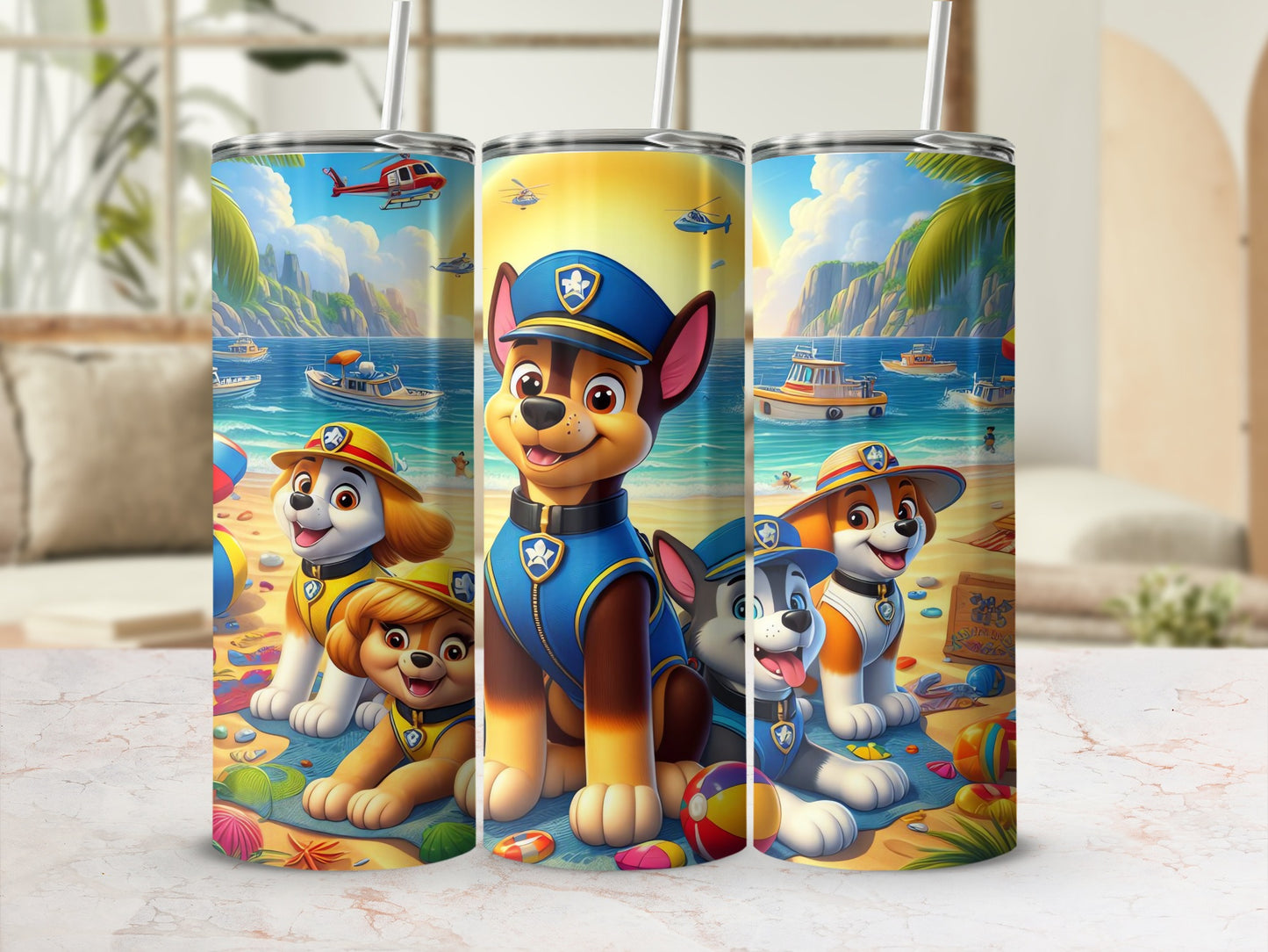 Fun Beach Adventure Design Tumblers for Kids Drinkware