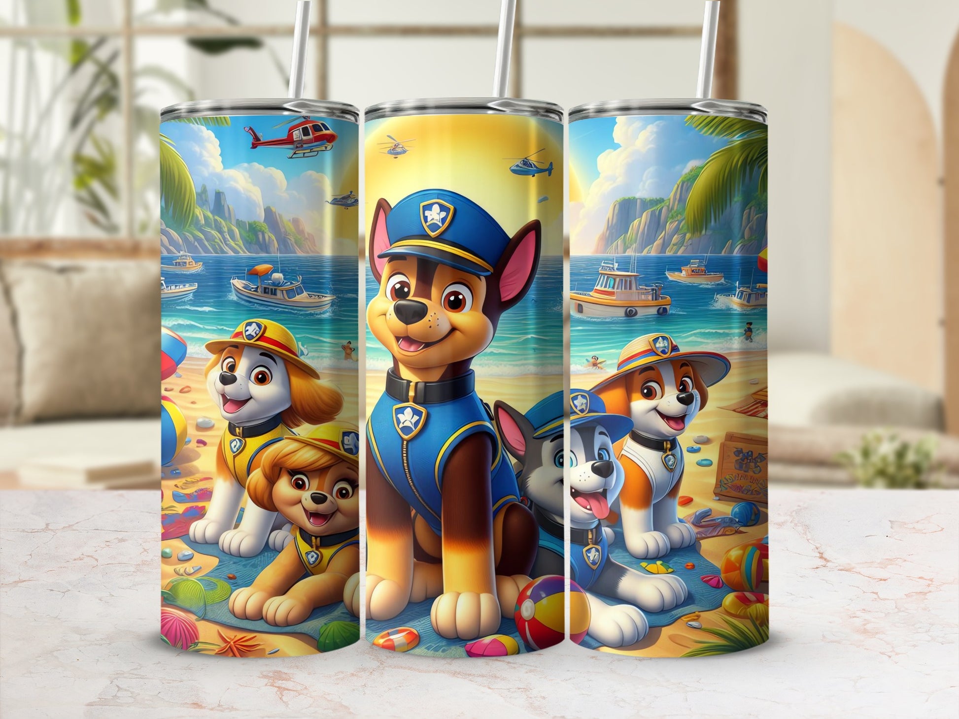 Fun Beach Adventure Design Tumblers for Kids Drinkware