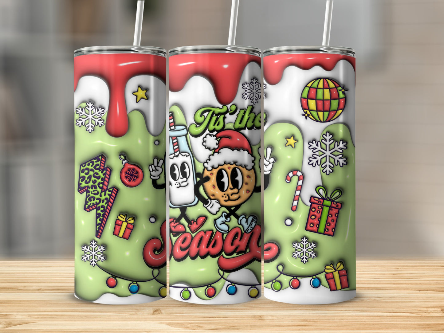 Festive Tis the Season Wrapped Drink Tumbler