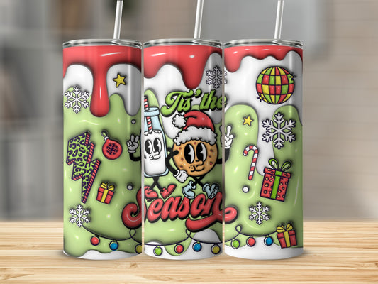 Festive Tis the Season Wrapped Drink Tumbler