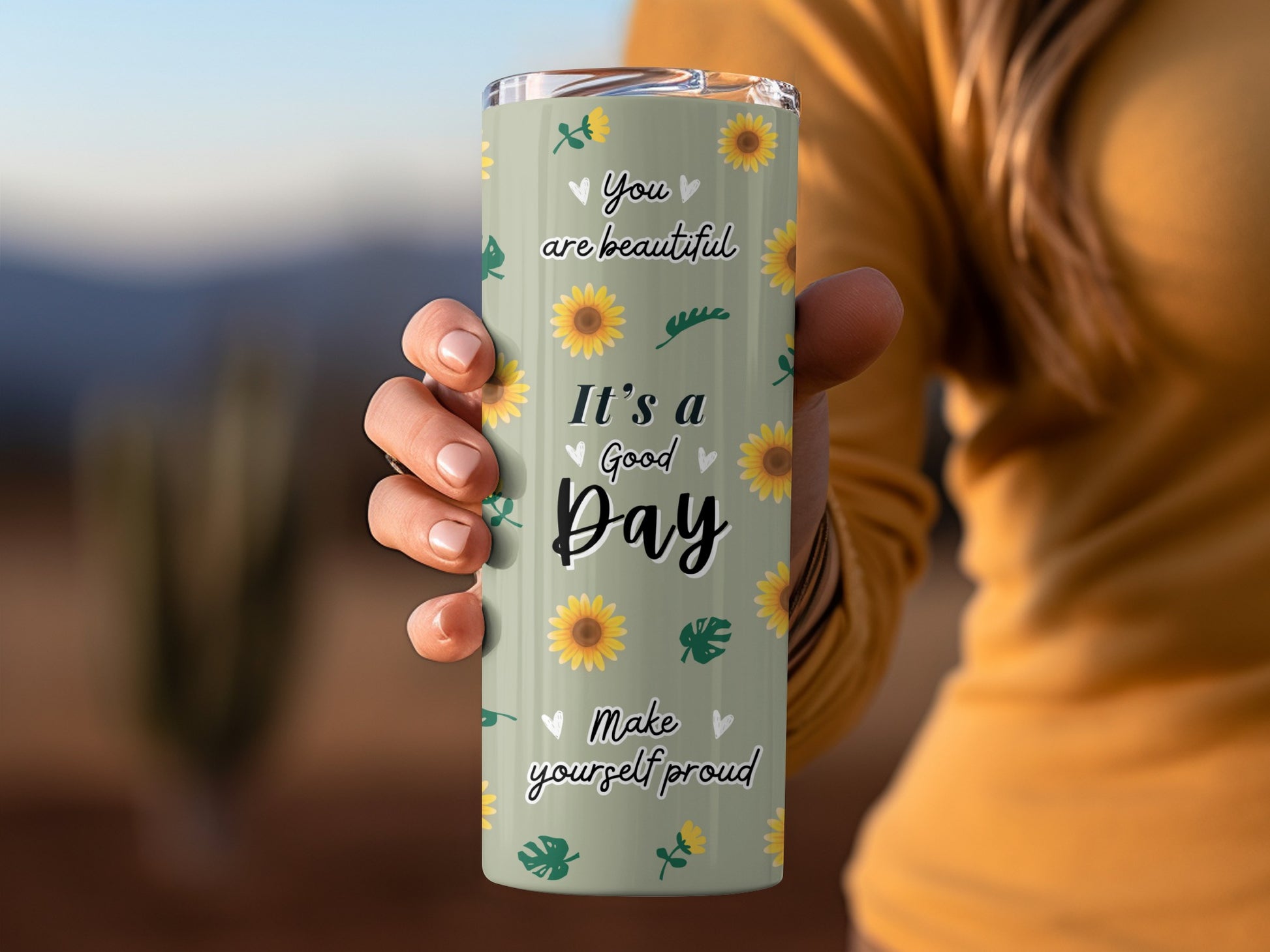 Motivational Sunflower Design Insulated Tumbler Cup
