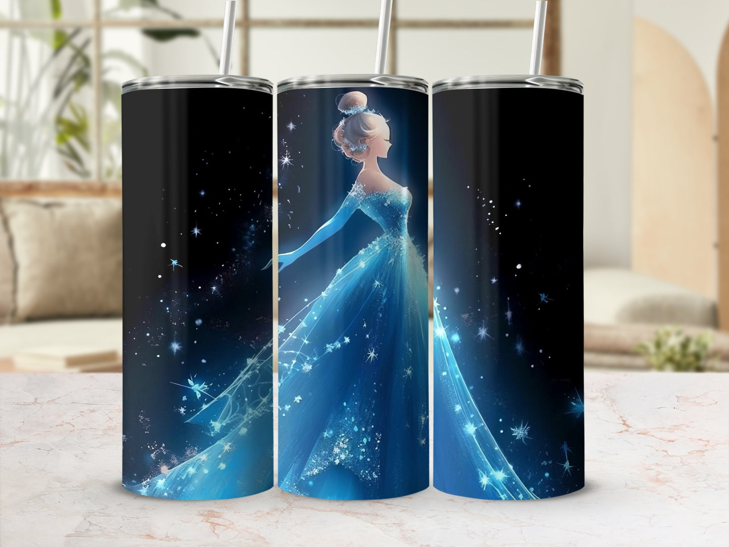 Elegant Frozen Ice Queen Tumbler with Straw Tumbler