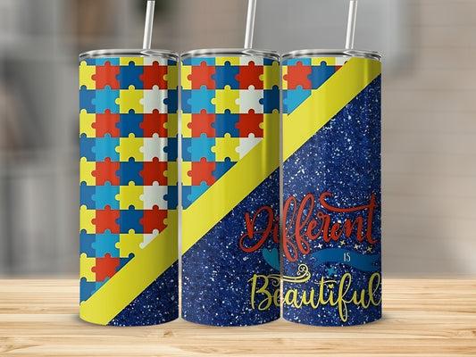 Different is Beautiful Puzzle Pattern Tumbler Product