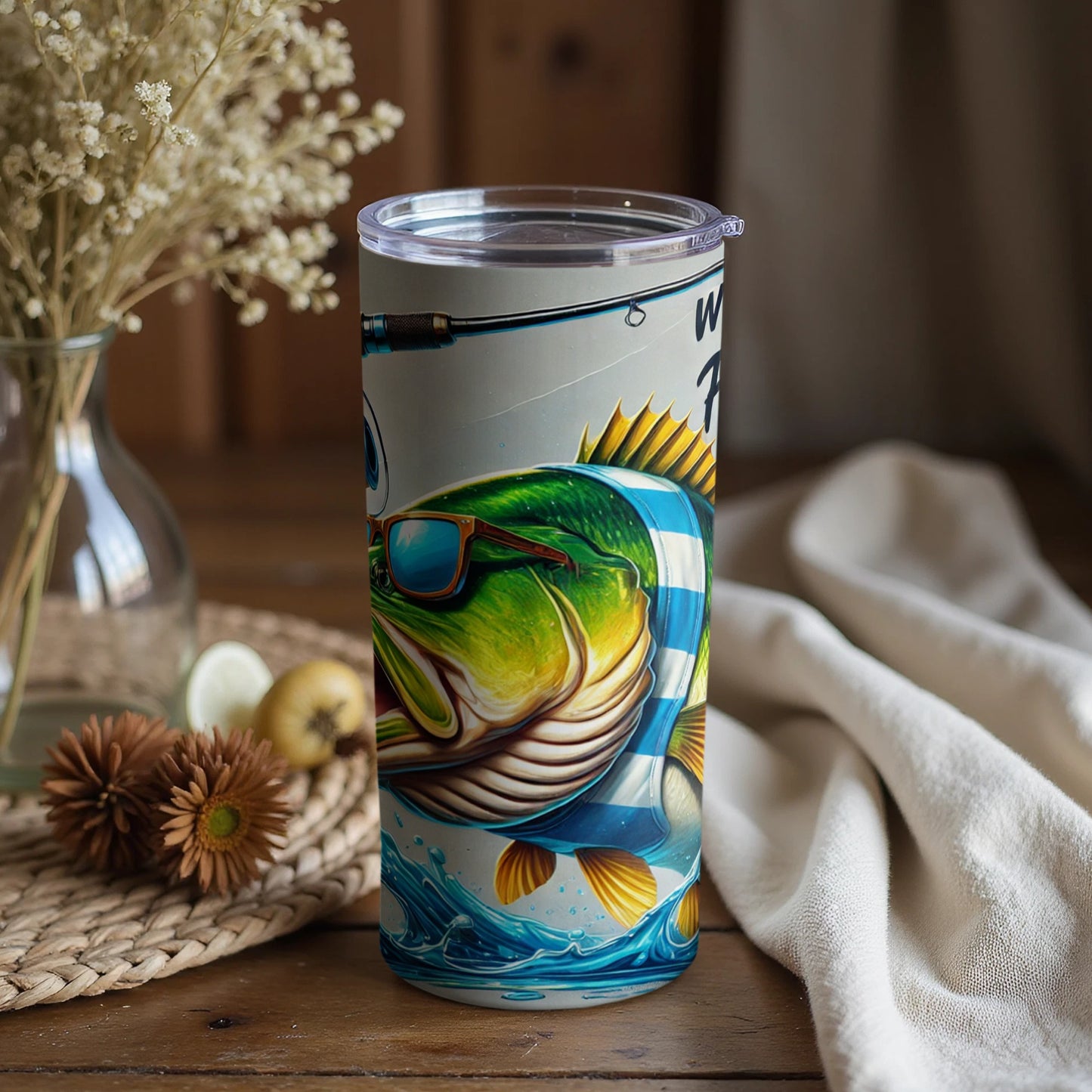 Colorful Fish Design Insulated Tumbler for Fishing Lovers