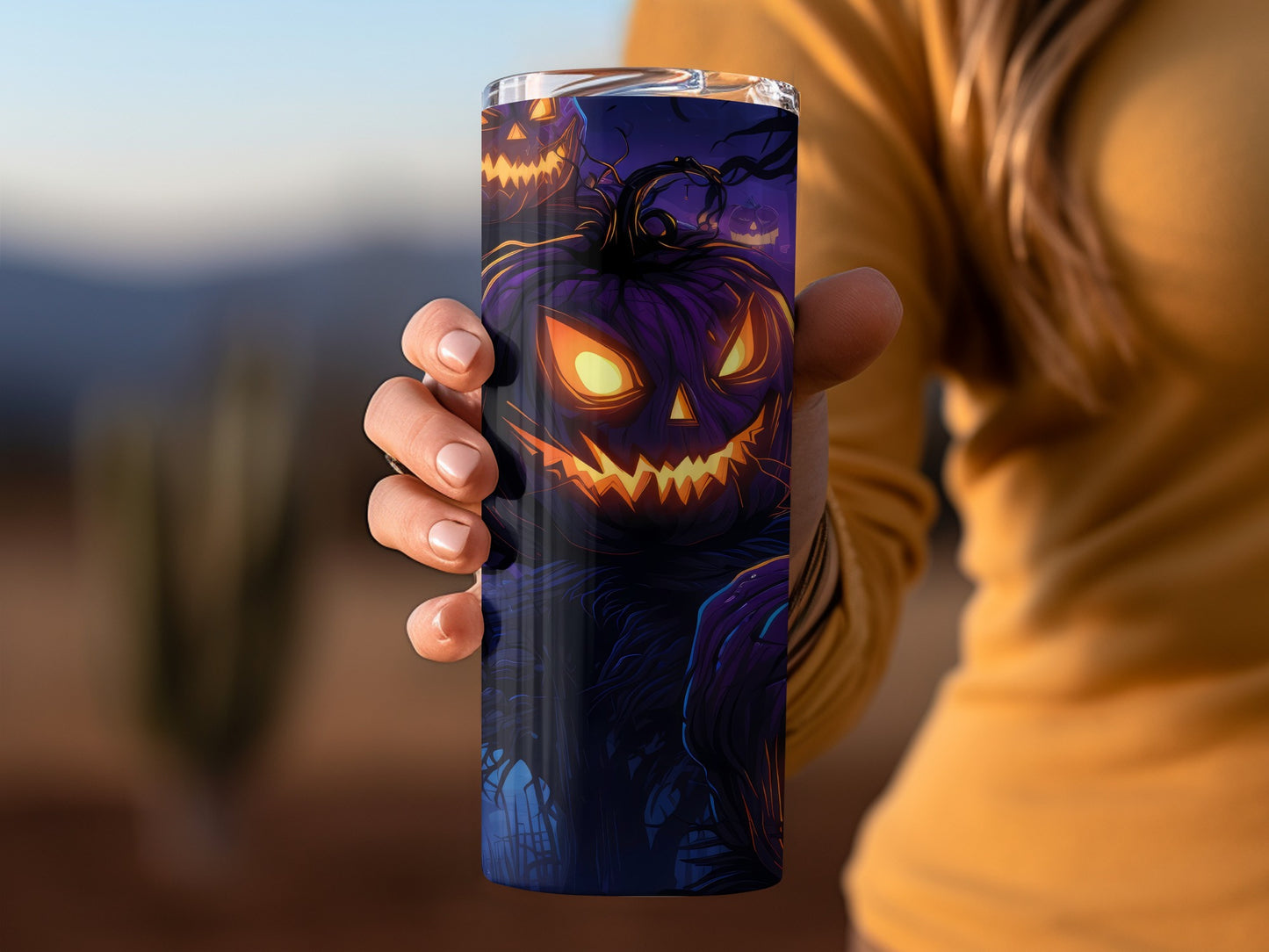 Spooky Halloween Pumpkin Design Tumbler Drinkware