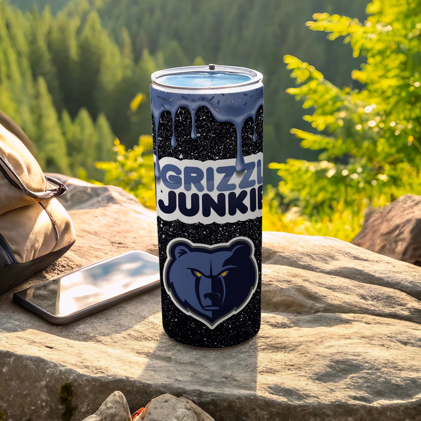 Grizz Junkie Tumbler with Bear Graphic for Outdoors