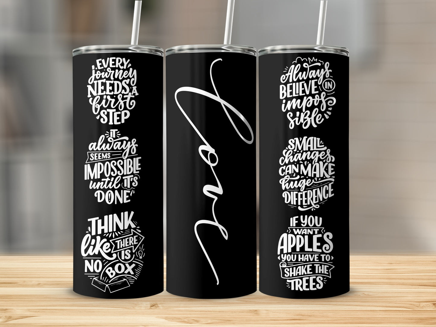Motivational Quotes Black Stainless Steel Tumbler