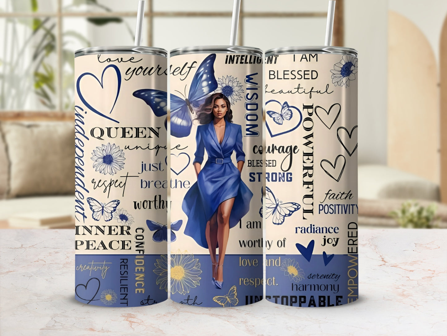 Empowered Woman Queen Radiance Butterfly Tumbler