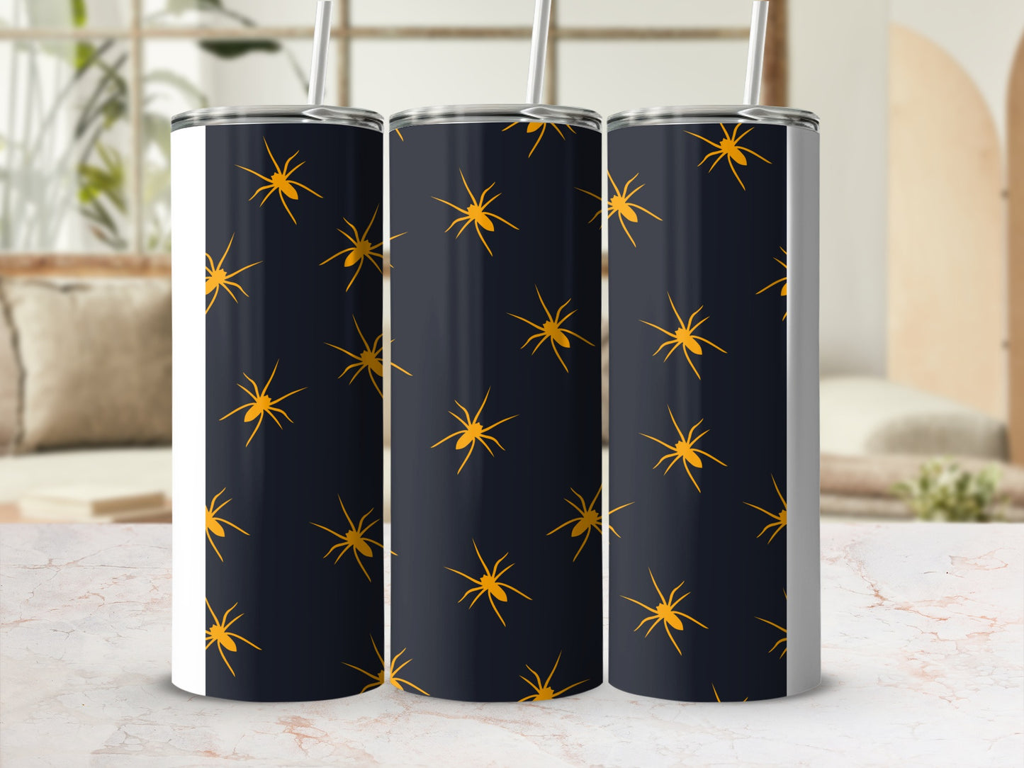 Yellow Spiders Navy Tumbler Design product type
