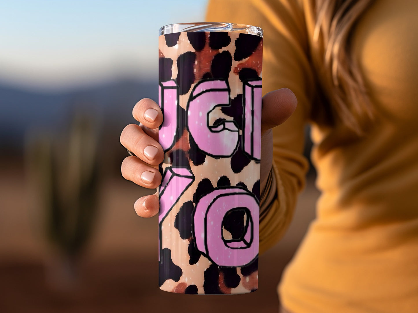 U G L Y O Rose Gold and Leopard Print Tumbler