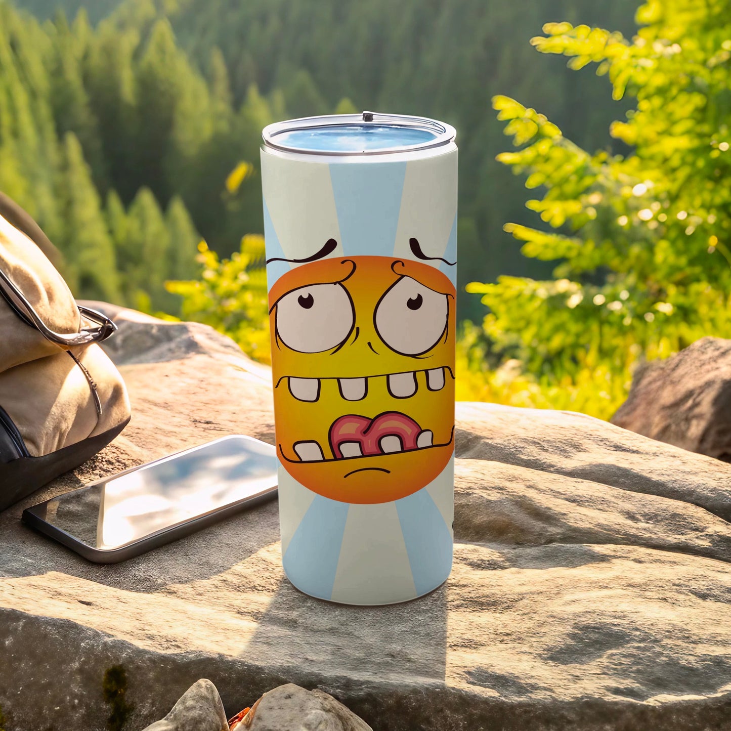 Funny Cartoon Face Insulated Travel Mug with Lid