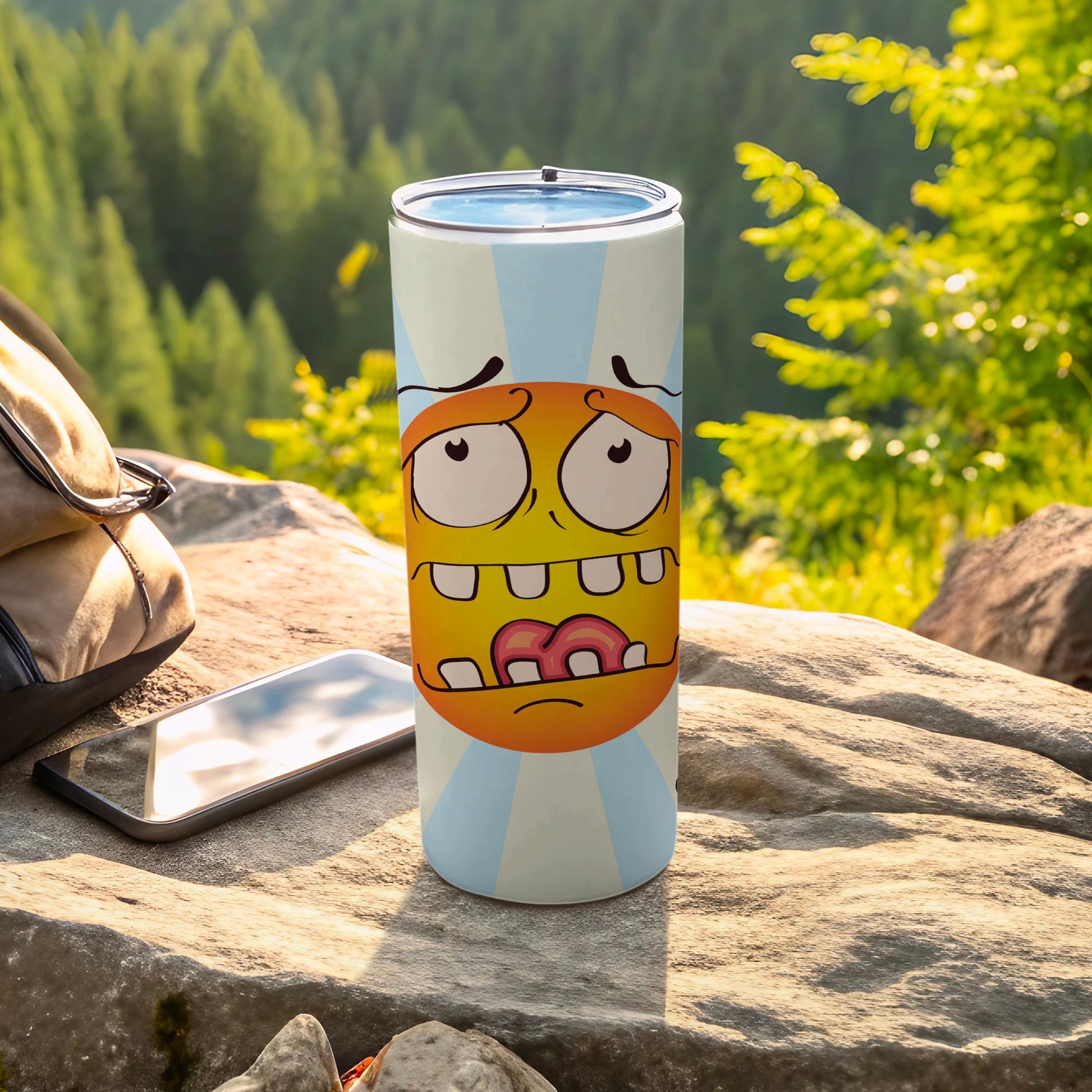Funny Cartoon Face Insulated Travel Mug with Lid