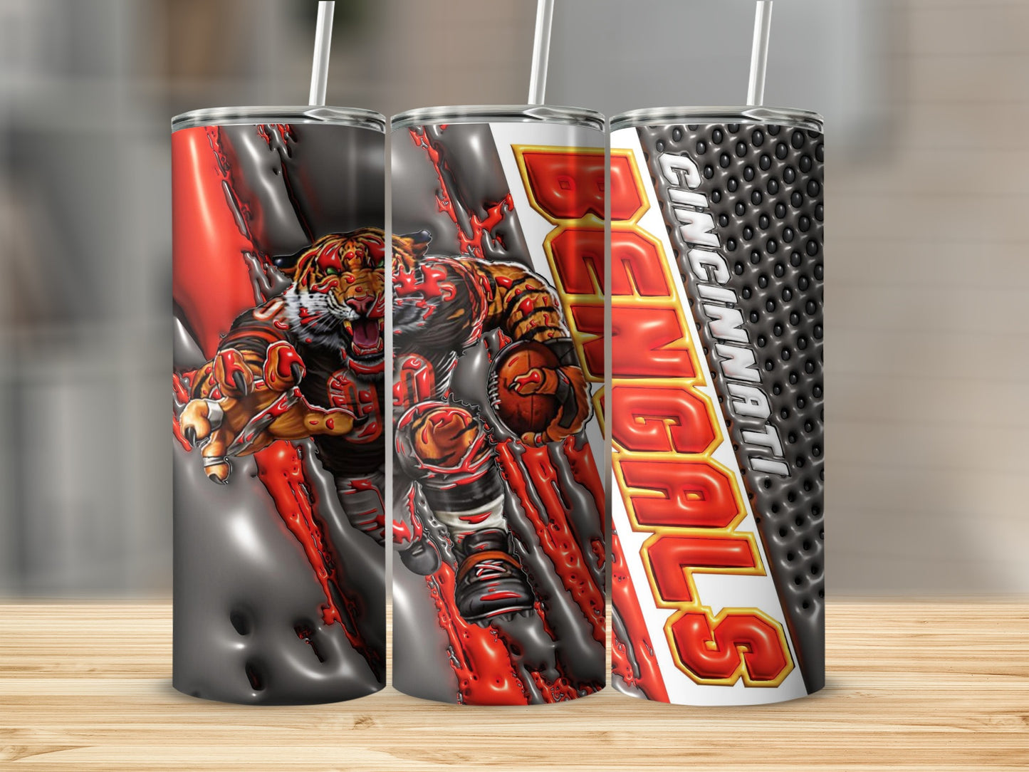 Cincinnati Bengals Tiger Running Football Game Day Tumblers