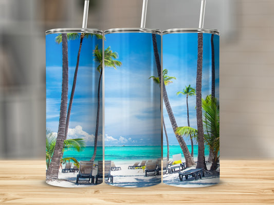 Tropical Beach Scene Insulated Drink Tumbler Product