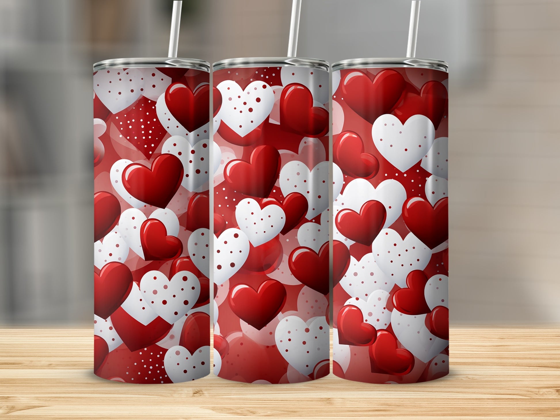 Romantic Hearts Patterned Tumblers for Valentine's Day